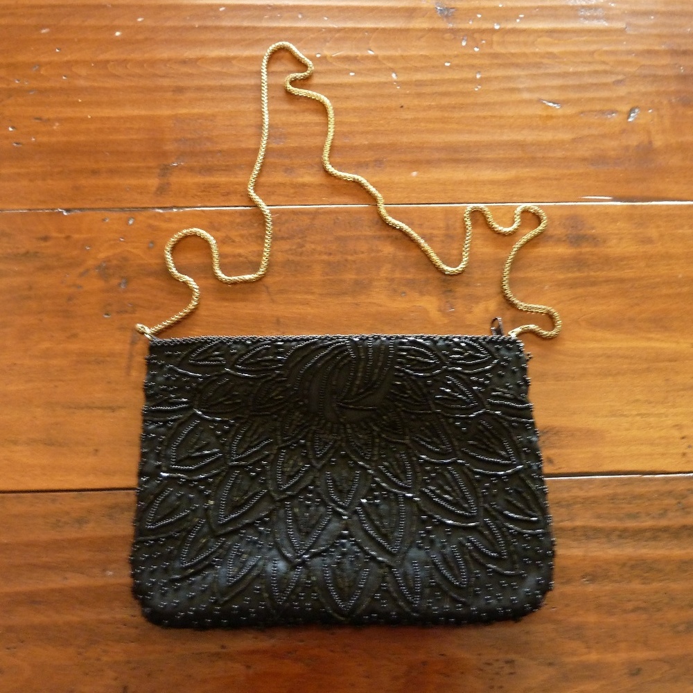 Vintage Beaded Satin Evening Bag